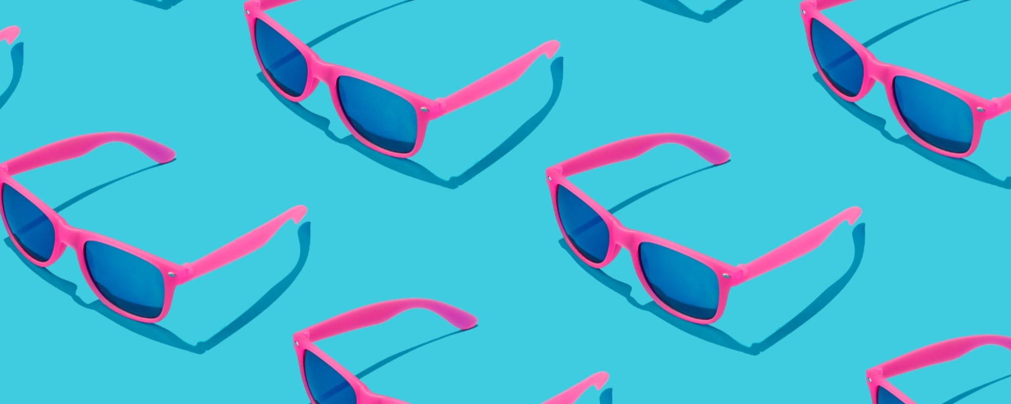 Pink Sunglasses Blue Background