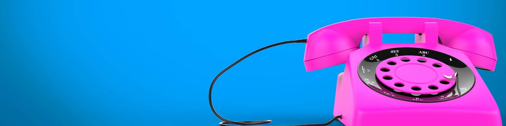 Pink Telephone Blue Background